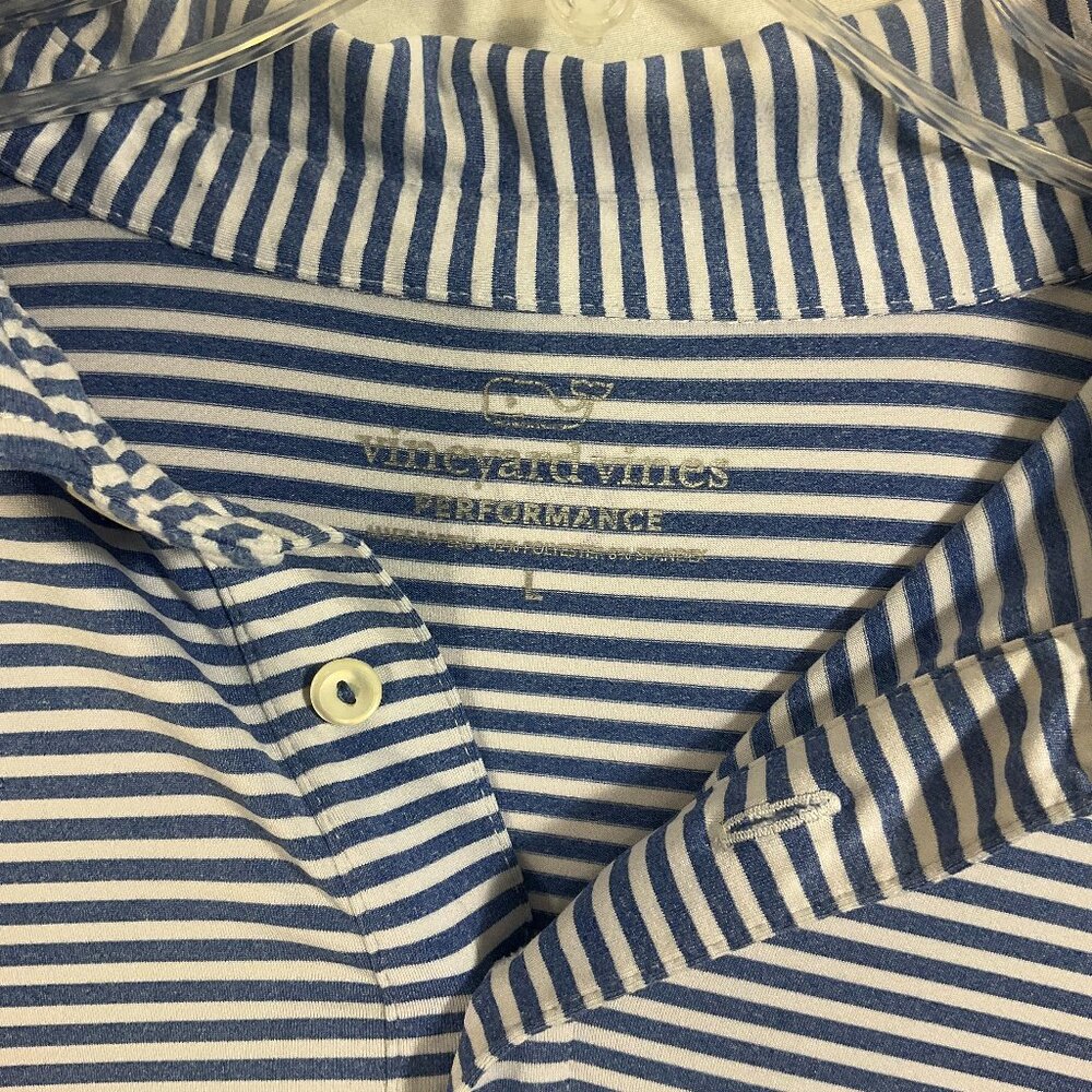 Vineyard Vines Blue/White Striped Golf Polo Size L